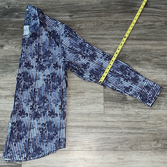 Men's Blue Patterned Shirt - Picture 7 of 7